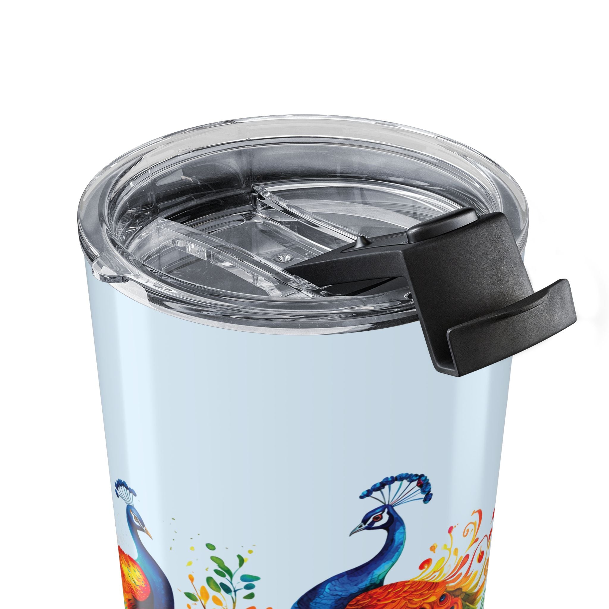 Colorful Peacock 20oz Tumbler – Insulated Travel Cup with Vibrant Feather Art