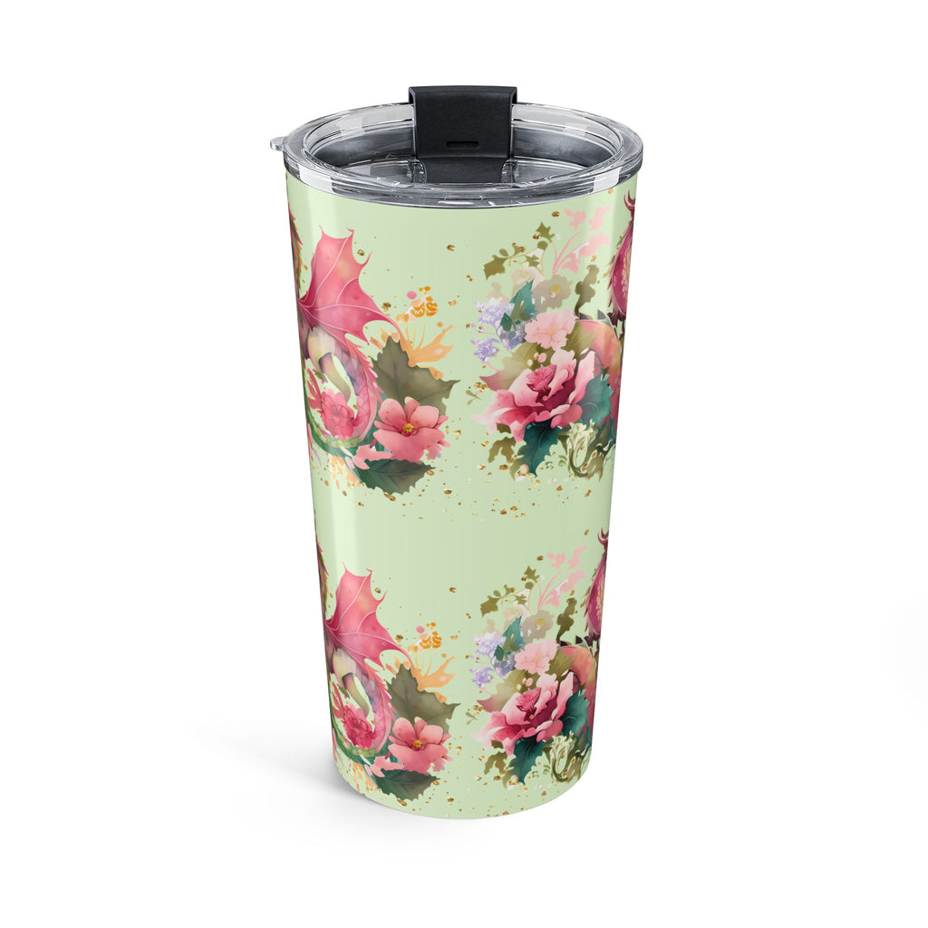 20oz Dragon Tumbler — Pink Floral Watercolor Travel Mug