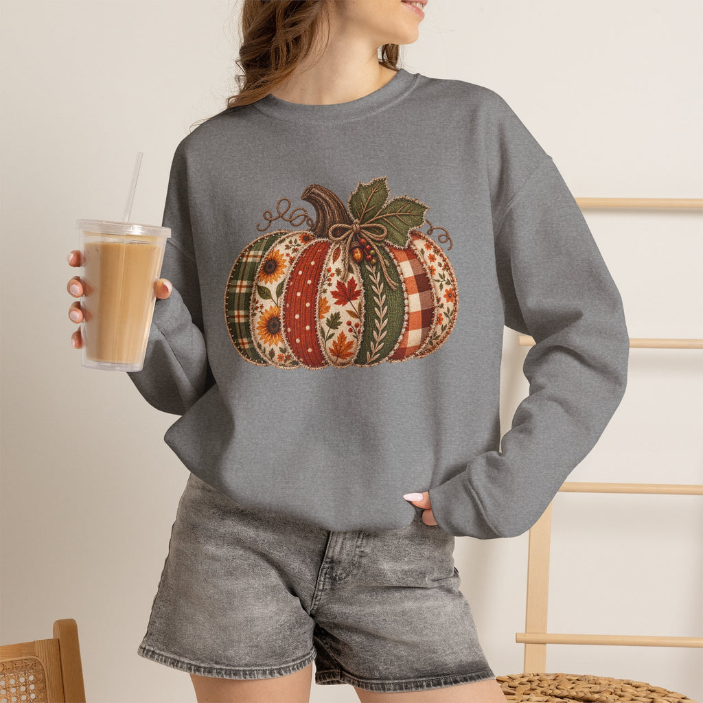 Autumn Patchwork Pumpkin Sweatshirt