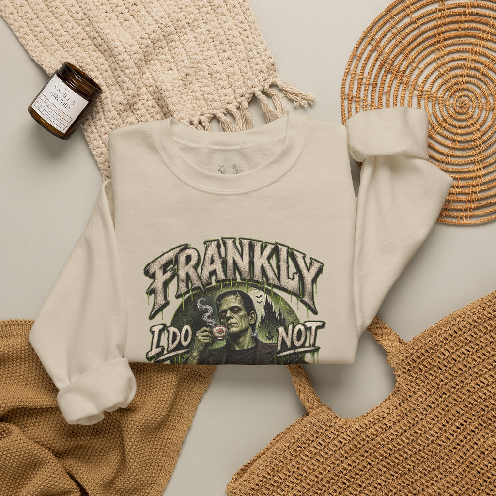 Sweatshirt — "Frankly I Do Not Care" Retro Gothic Skeleton Graphic Crewneck