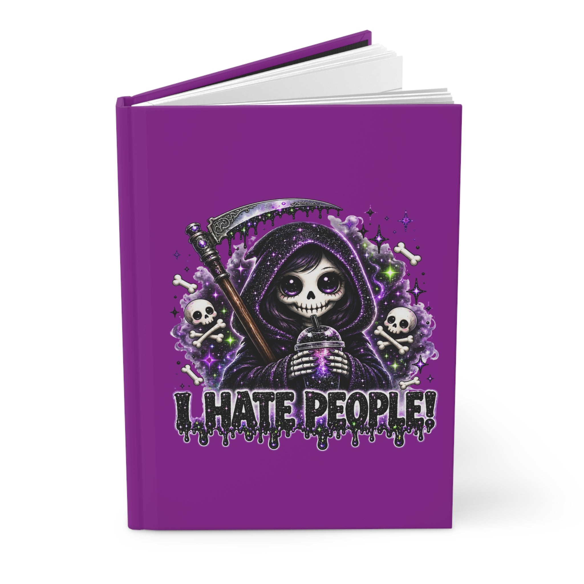 Grim Reaper Journal — "I Hate People" Gothic Hardcover Notebook