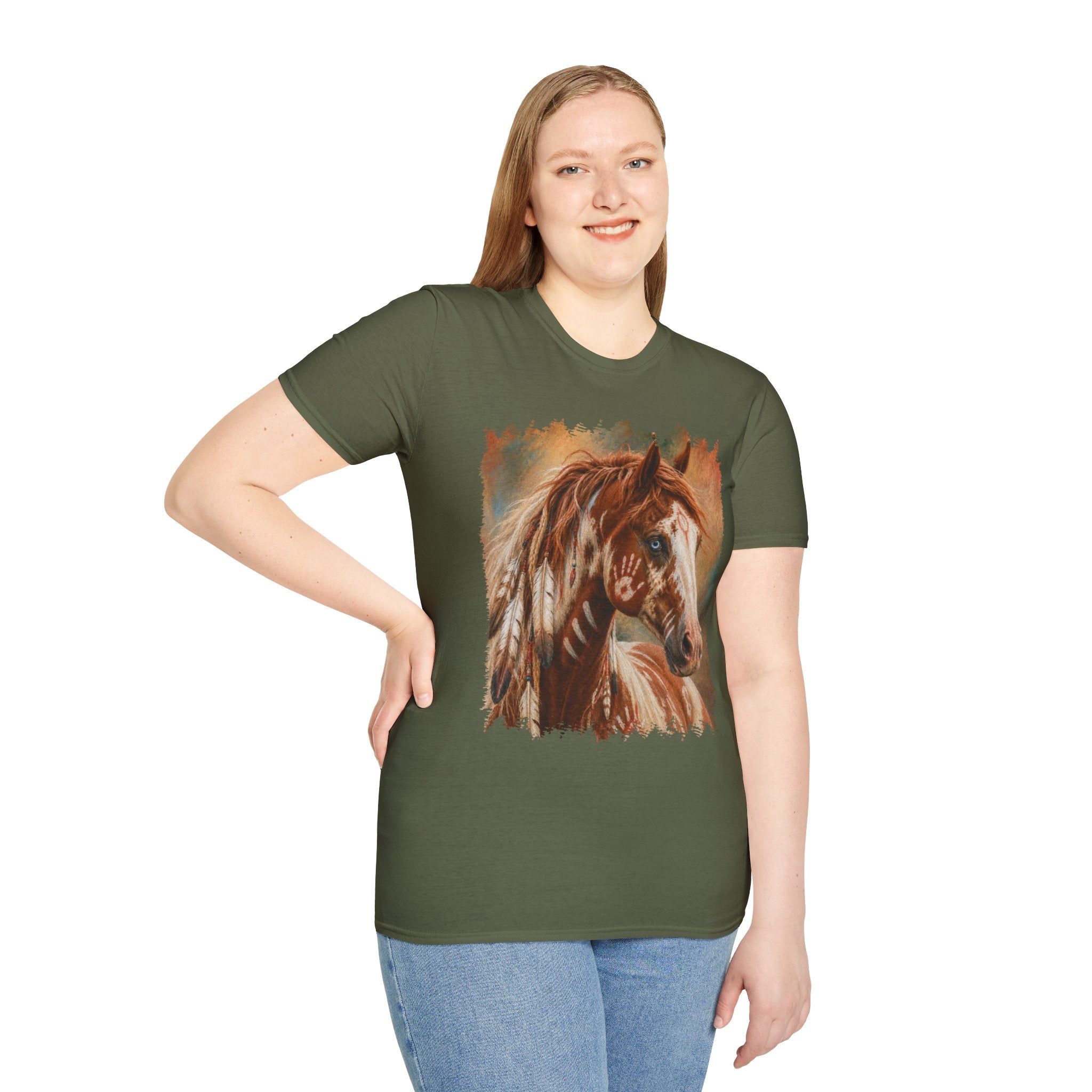 Horse Portrait T-Shirt — Blue-Eyed Paint Horse Art Tee