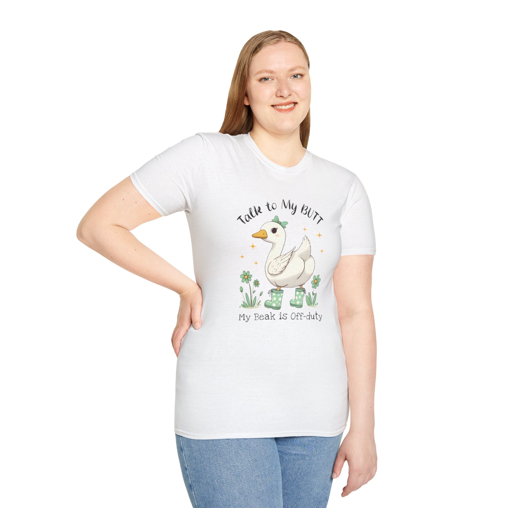 Funny Goose T-Shirt — "Talk to My Butt, My Beak Is Off-Duty" Cute Farm Animal Tee