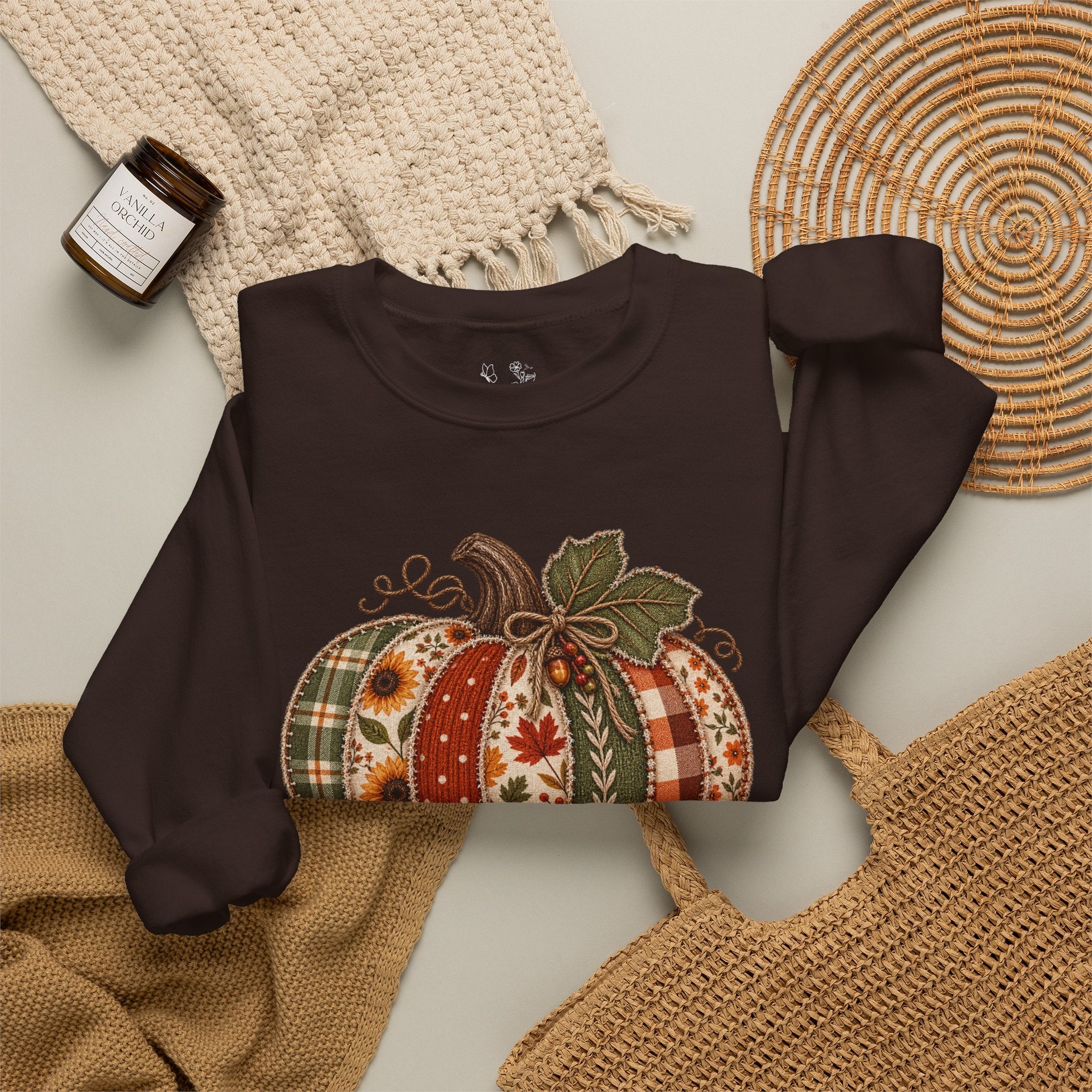 Autumn Patchwork Pumpkin Sweatshirt