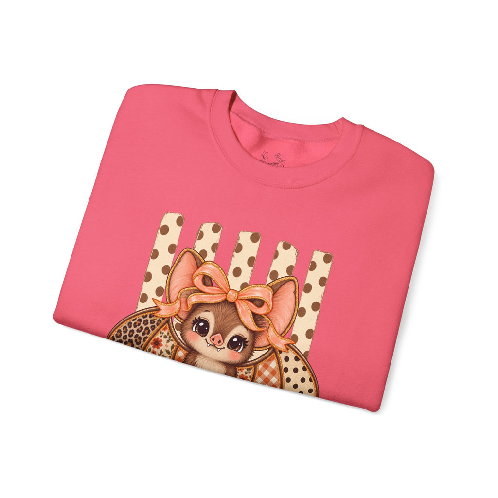 Cute Bat Crewneck Sweatshirt — Kawaii Bat with Bow Graphic