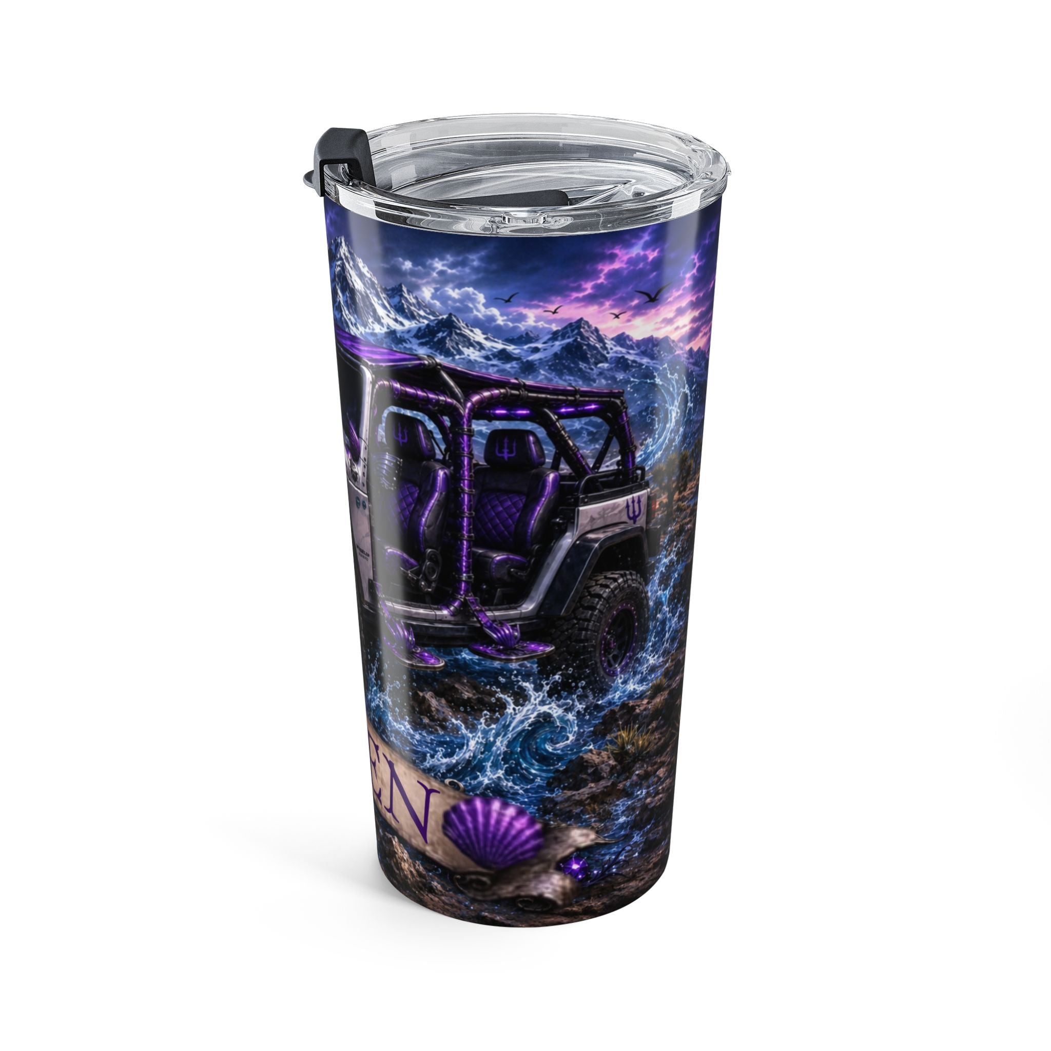20oz Jeep Siren Tumbler – Purple Mountain Off‑Road Travel Mug