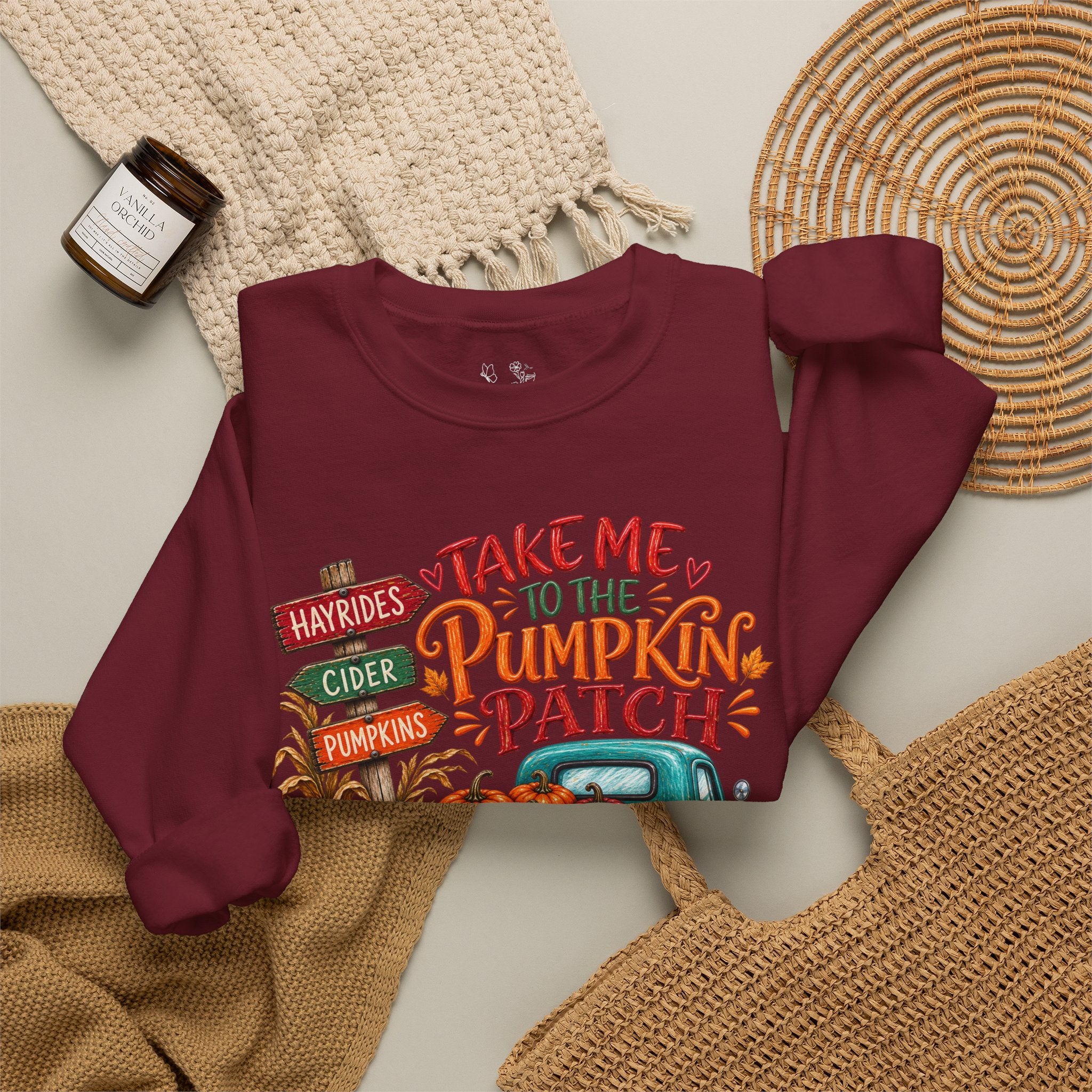 Pumpkin Patch Crewneck Sweatshirt — "Take Me to the Pumpkin Patch" Autumn Vibes