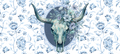Cornflower Blue Floral Cow Skull UV DTF Wrap