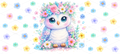 Pastel Baby Owl Flower Crown UV DTF Wrap