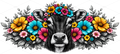 JERSEY COW WITH FLORAL BACKGROUND