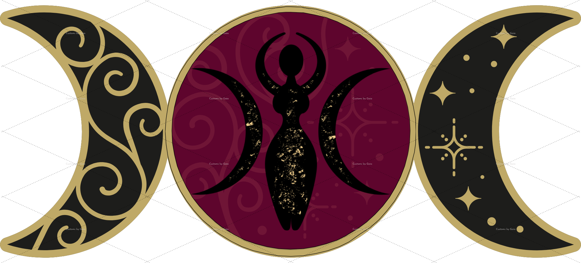 Goddess & Burgundy Moon Phase UV DTF Wrap