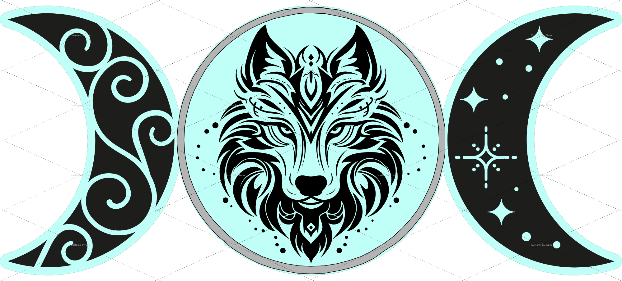 Tribal Wolf & Turquoise Moon Phase UV DTF Wrap