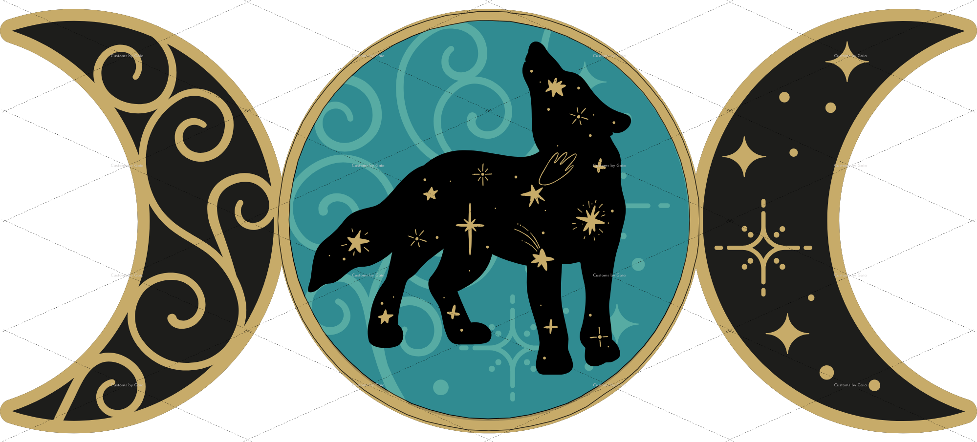 Wolf & Teal Moon Phase UV DTF Wrap