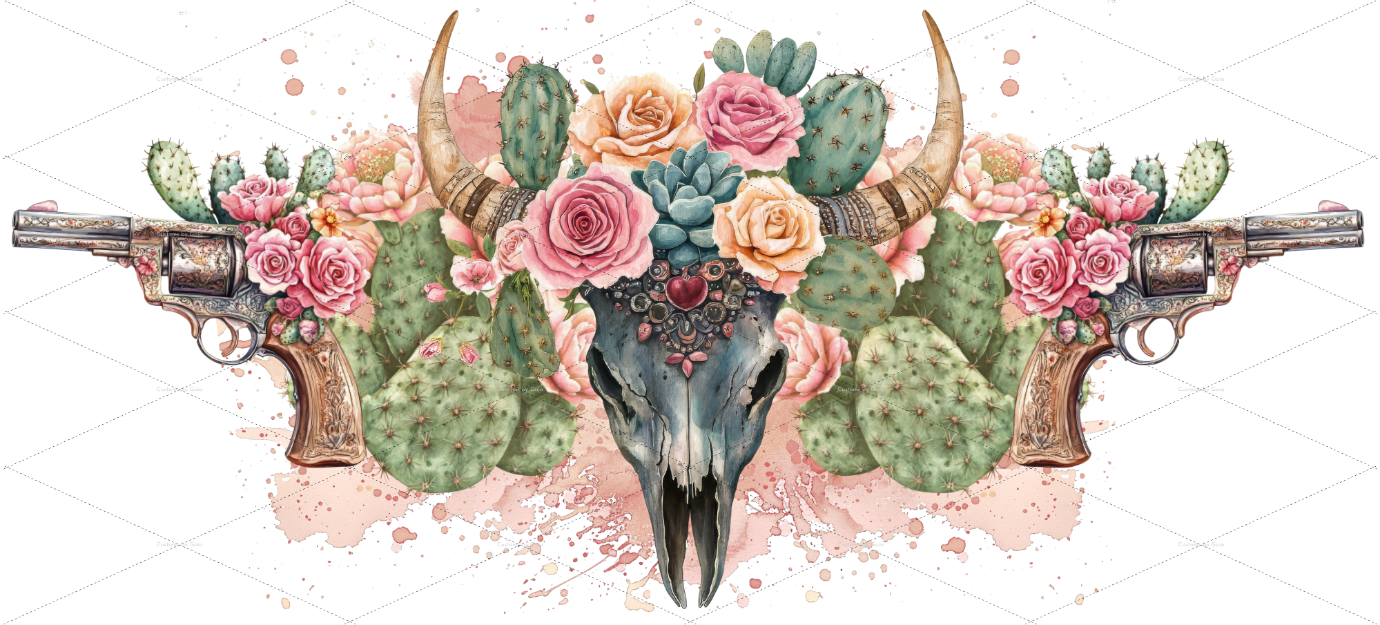 Outlaw Bloom Cow Skull UV DTF Wrap
