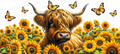 Highland Cow Sunflower Meadow UV DTF Wrap