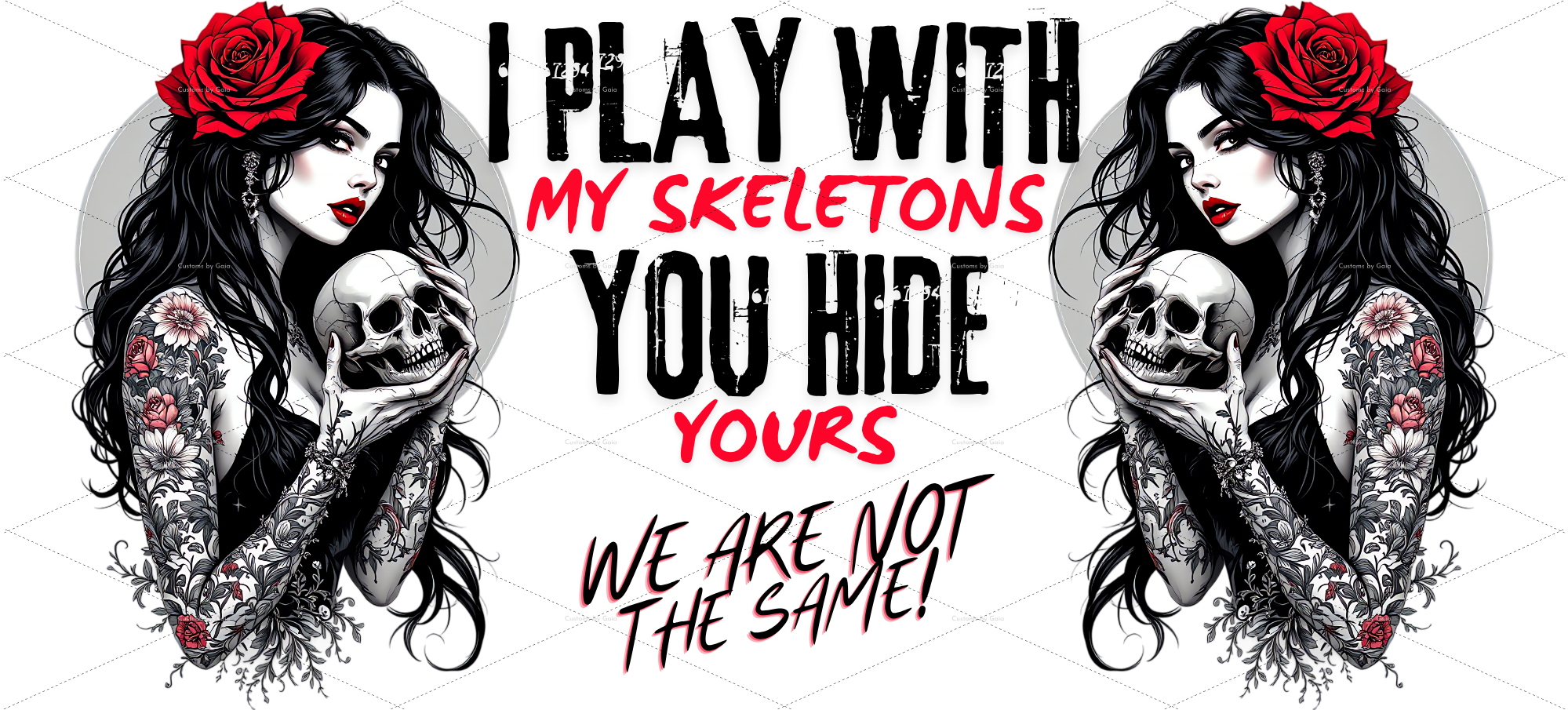 I Play With My Skeletons – Dark Alt Tattooed Woman Design