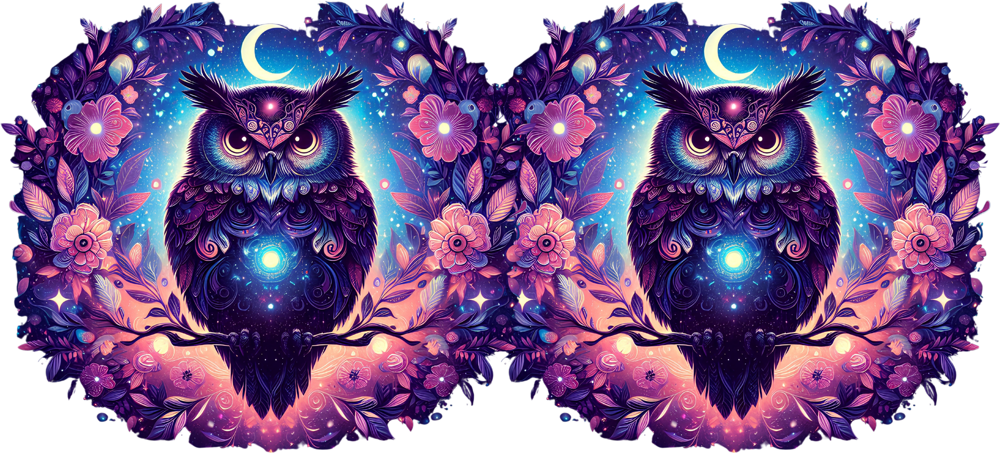 Moody Flower Moon Owl UV DTF Wrap