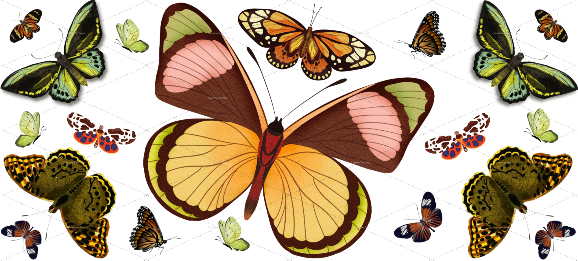 Natural Butterflies UV DTF Wrap