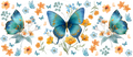Teal Butterfly & Orange Blossom UV DTF Wrap
