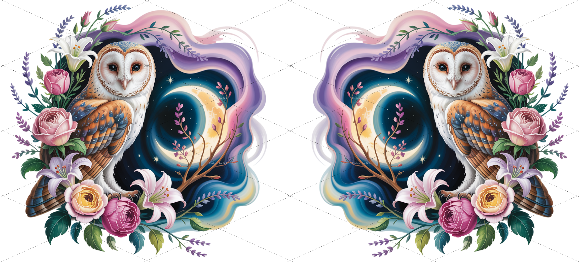 Dark & Moody Owl and Flowers UV DTF Wrap