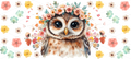 Floral Crown Owl – Watercolor UV DTF Wrap