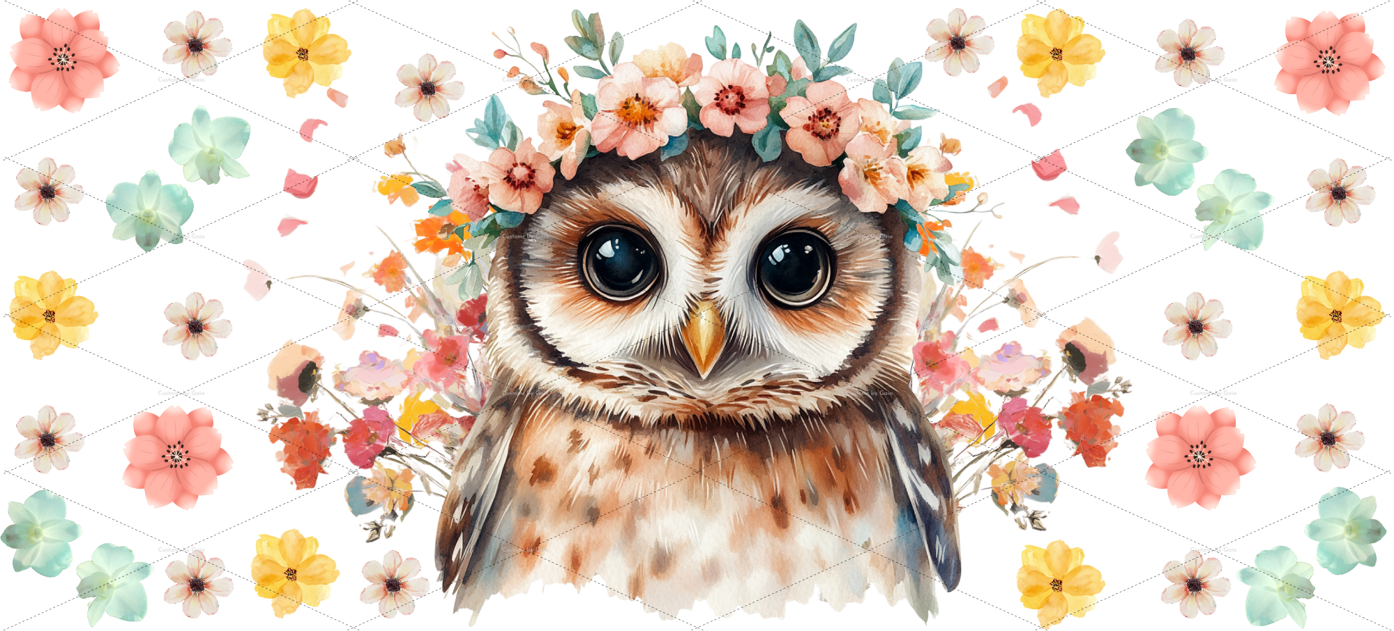 Floral Crown Owl – Watercolor UV DTF Wrap