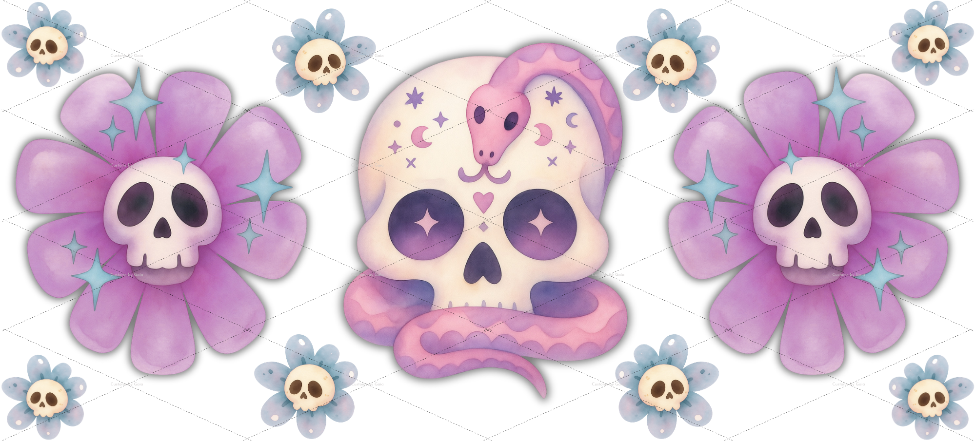 Pastel Goth Skull & Serpent UV DTF Wrap