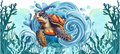 Swimming Sea Turtle UV DTF Wrap