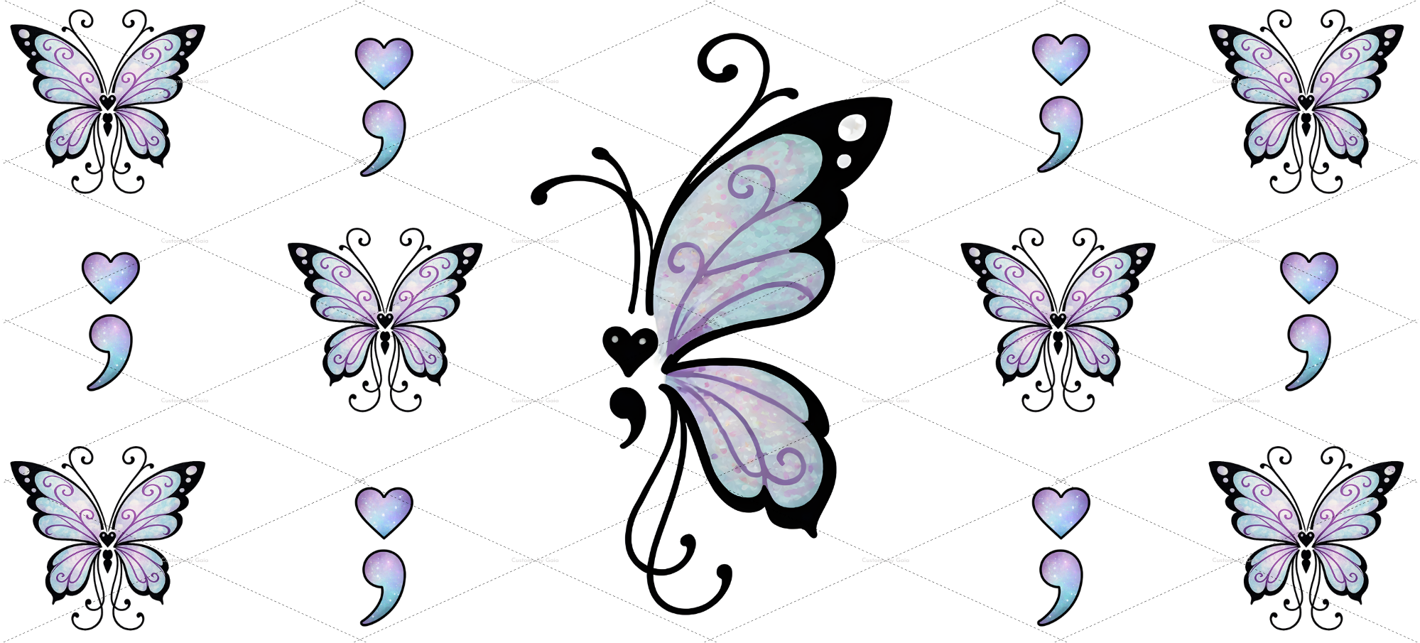 Semicolon Butterfly UV DTF Wrap