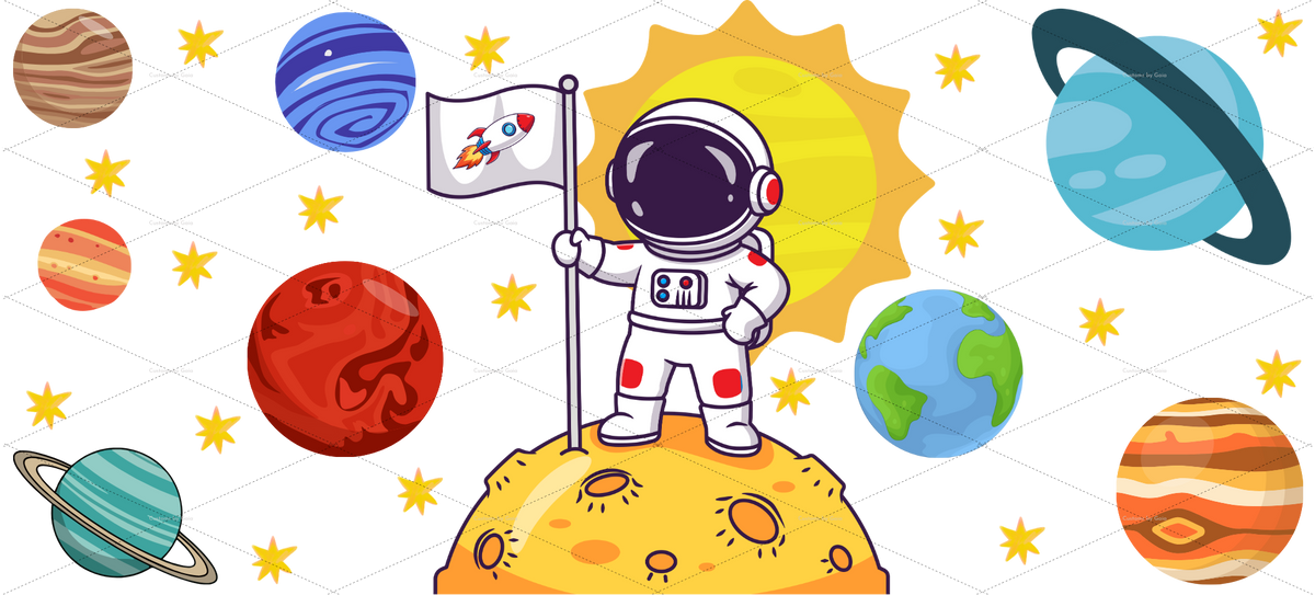 Spaceman & Planets UV DTF Wrap | Cute Astronaut Solar System Design ...