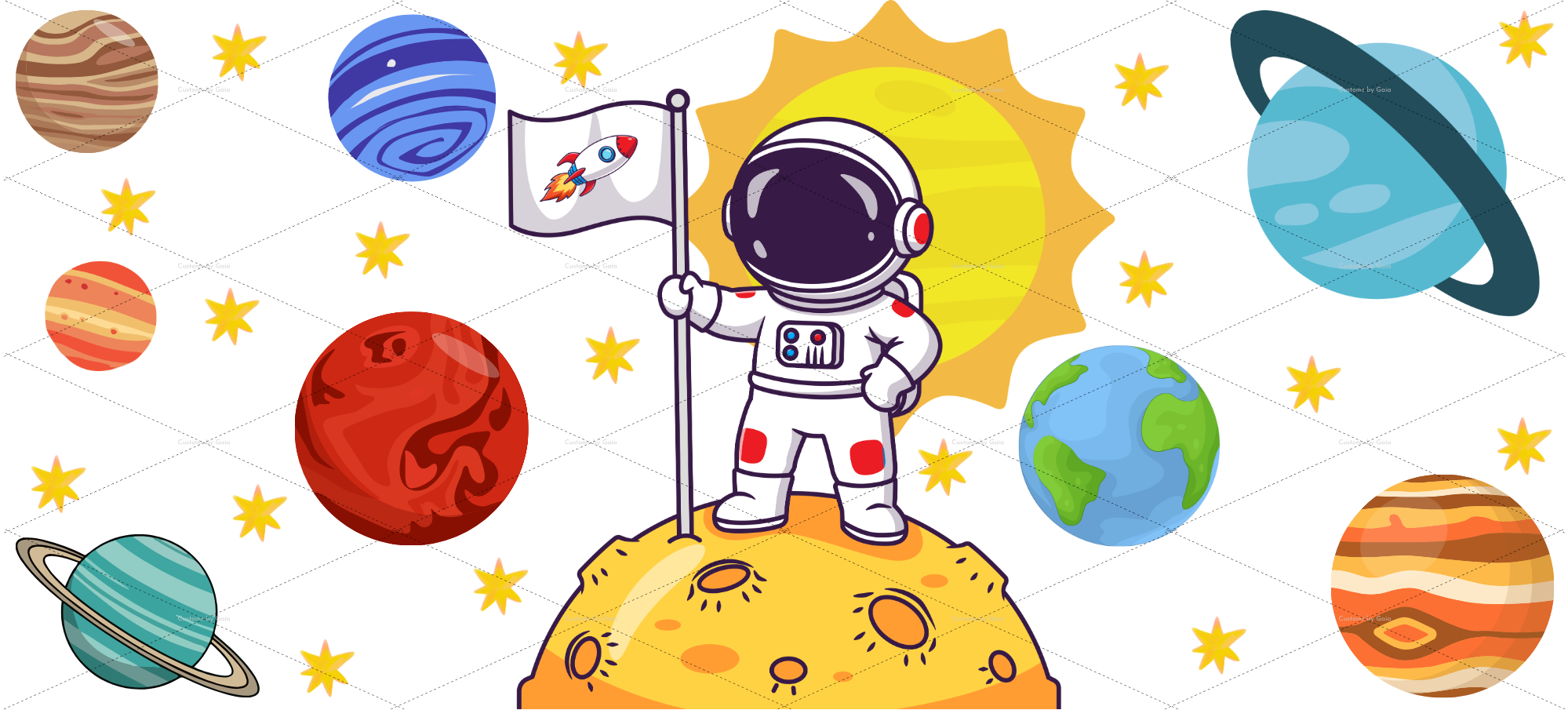 Spaceman & Planets UV DTF Wrap