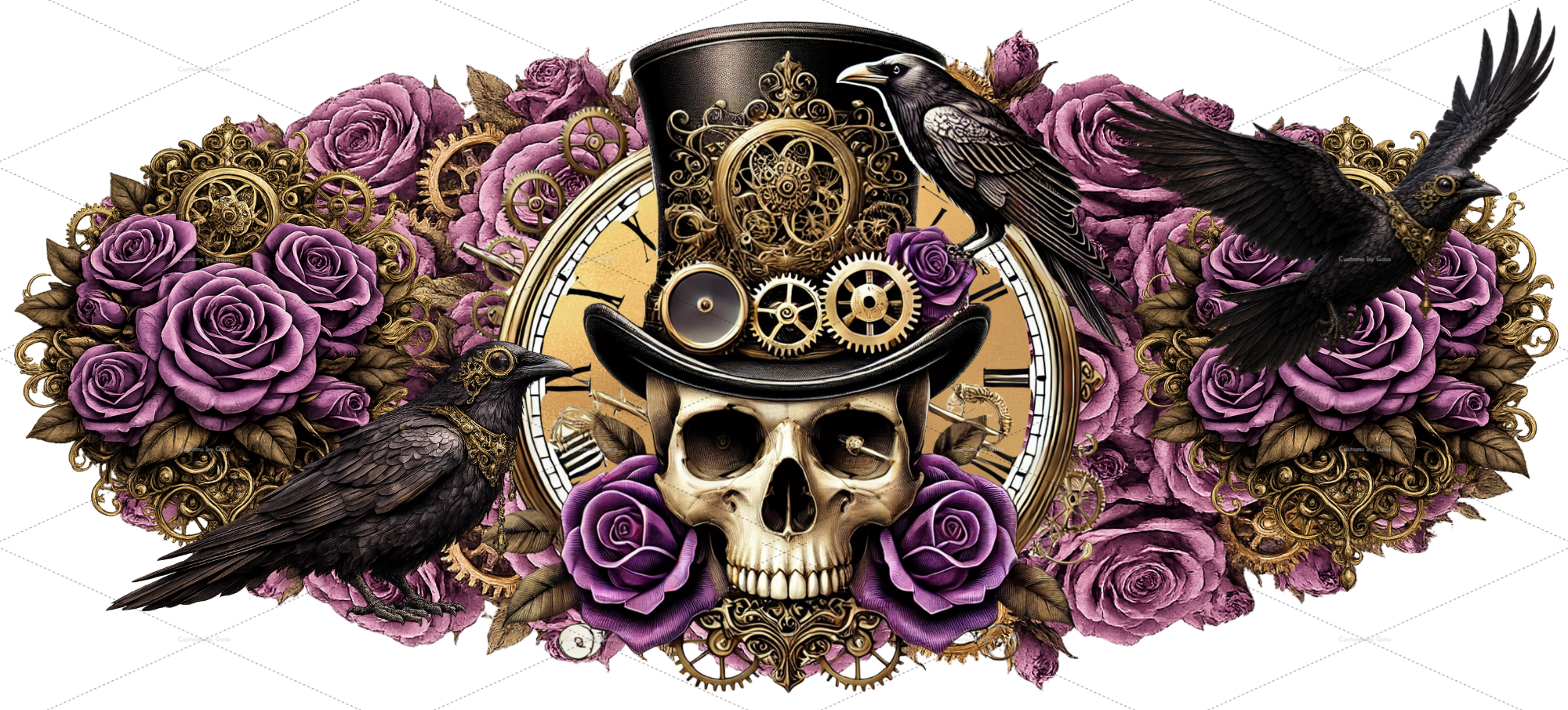 STEAMPUNK SKULL AND CROWS