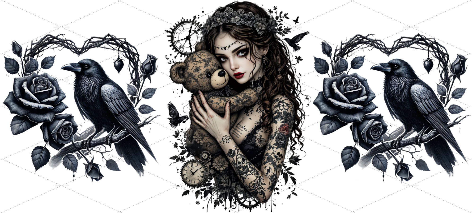 Gothic Tattooed Woman UV DTF Wrap