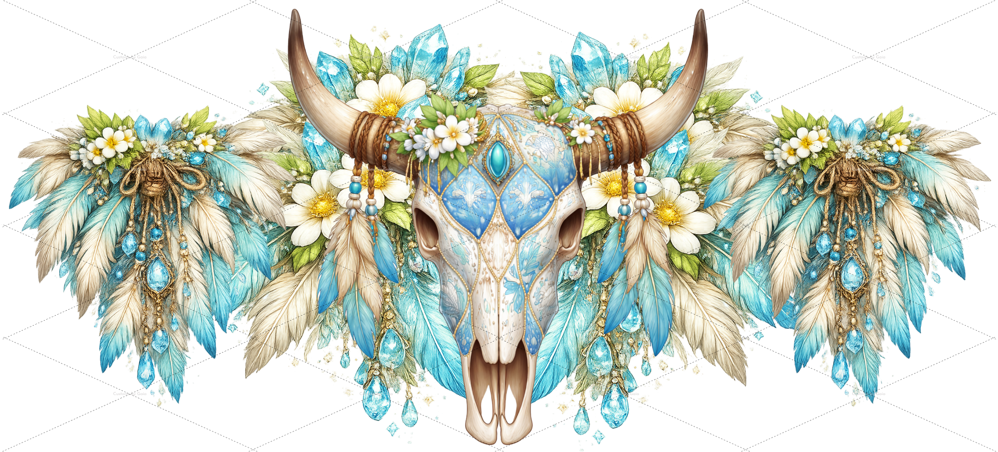 CRYSTAL BLUE COW SKULL