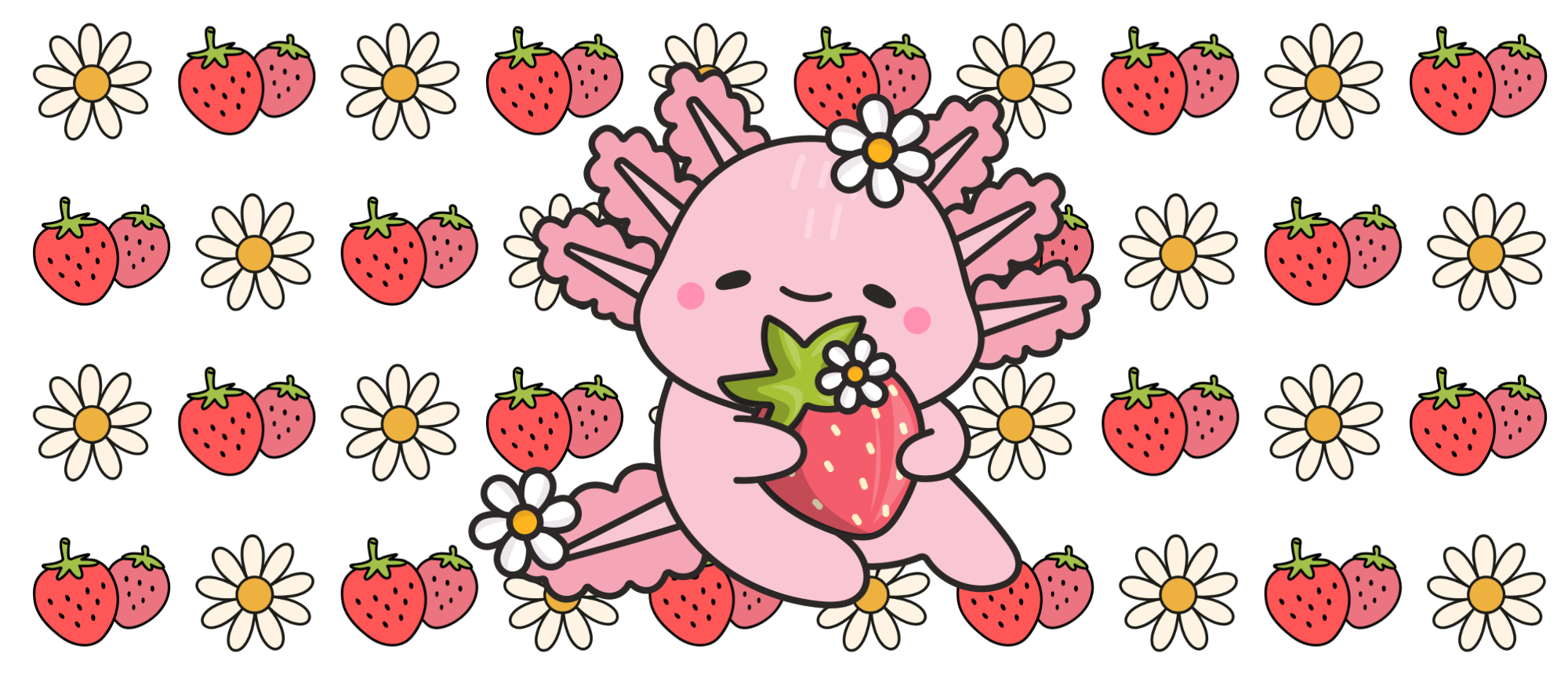 Axolotl, Strawberries & Dasies