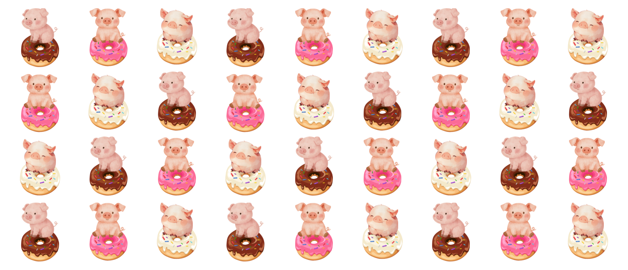 Pink Piglets on Donuts