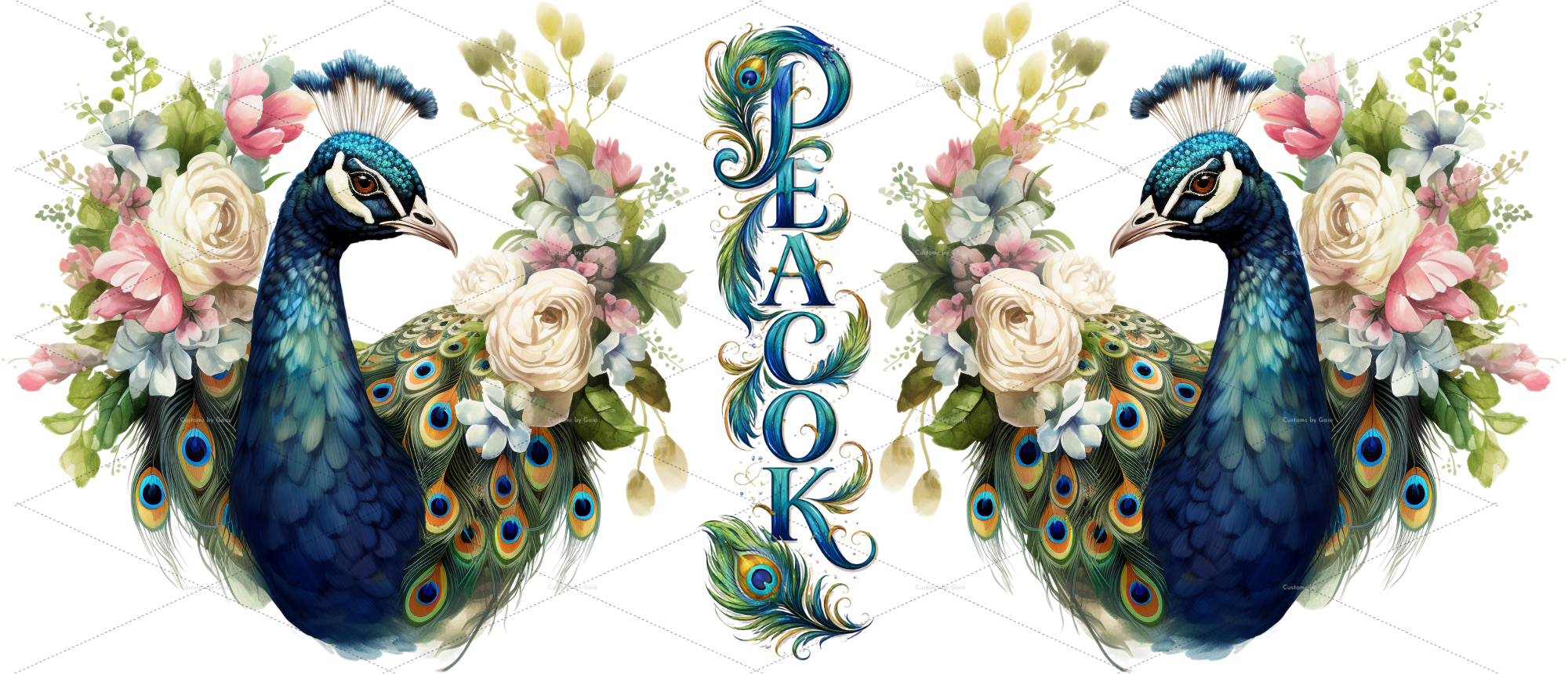 Watercolor Peacock UV DTF Wrap
