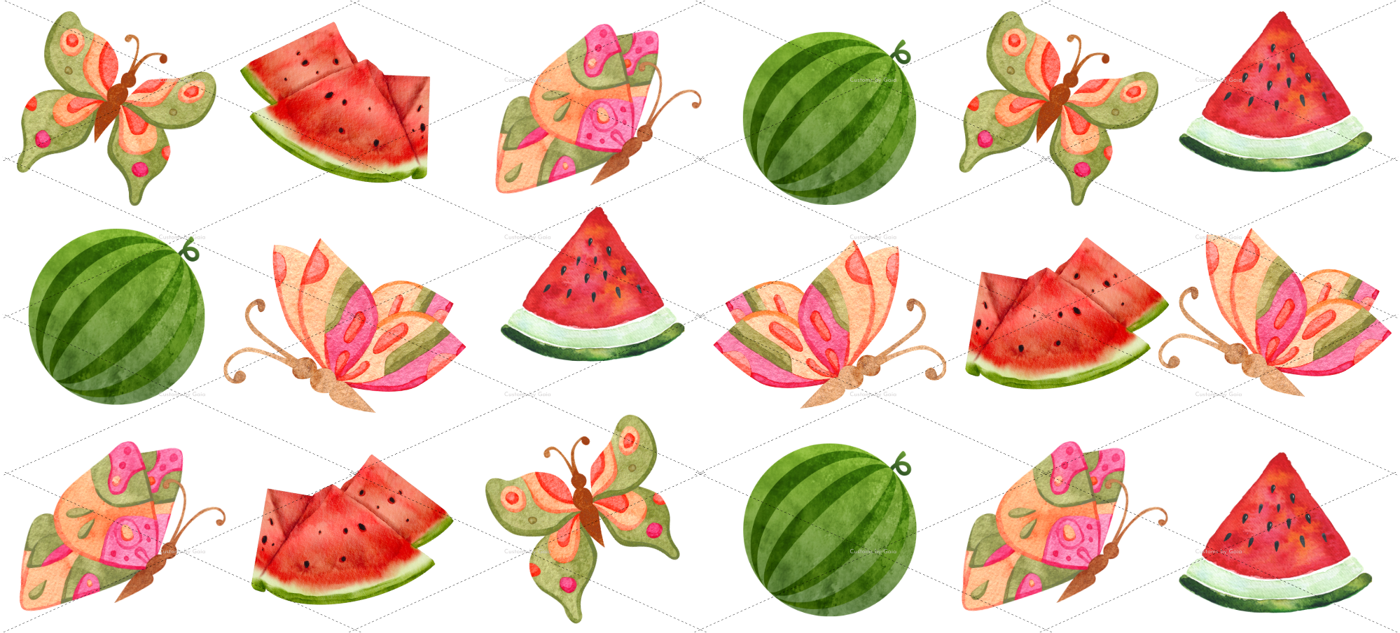 Watermelon & Butterflies UV DTF Wrap
