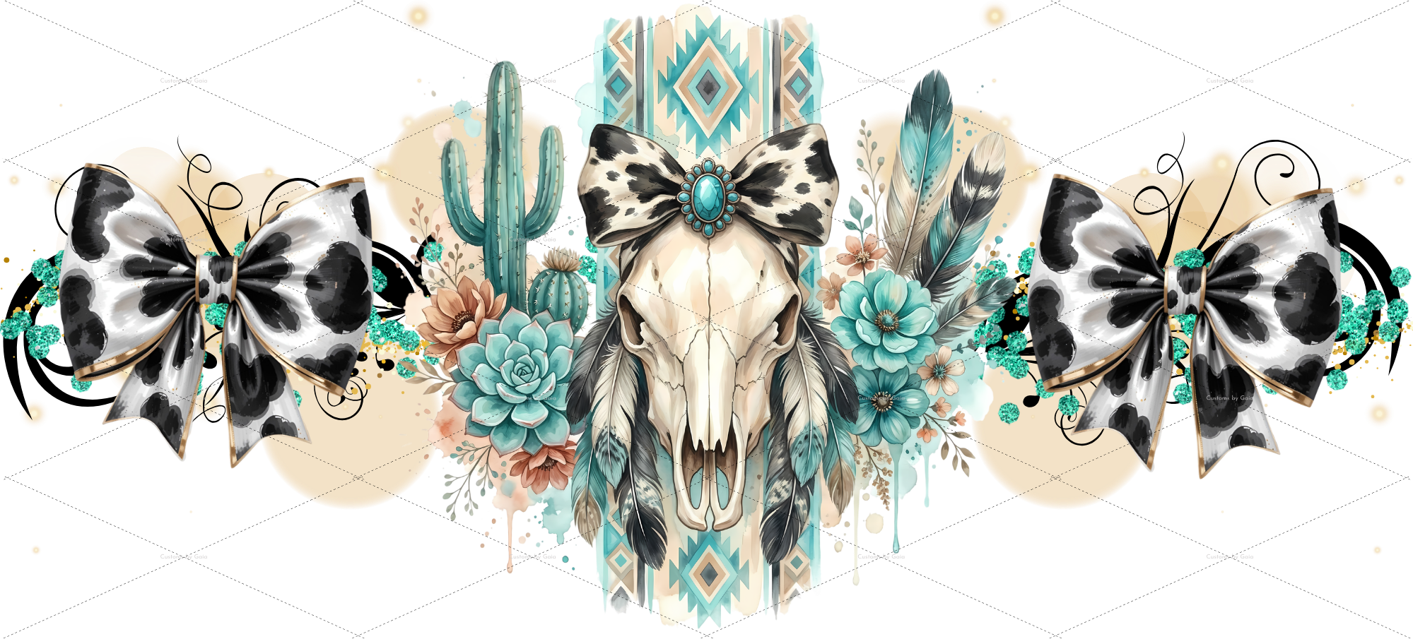 Western Cow Skull UV DTF Wrap