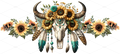 Sunflower Crown Cow Skull UV DTF Wrap