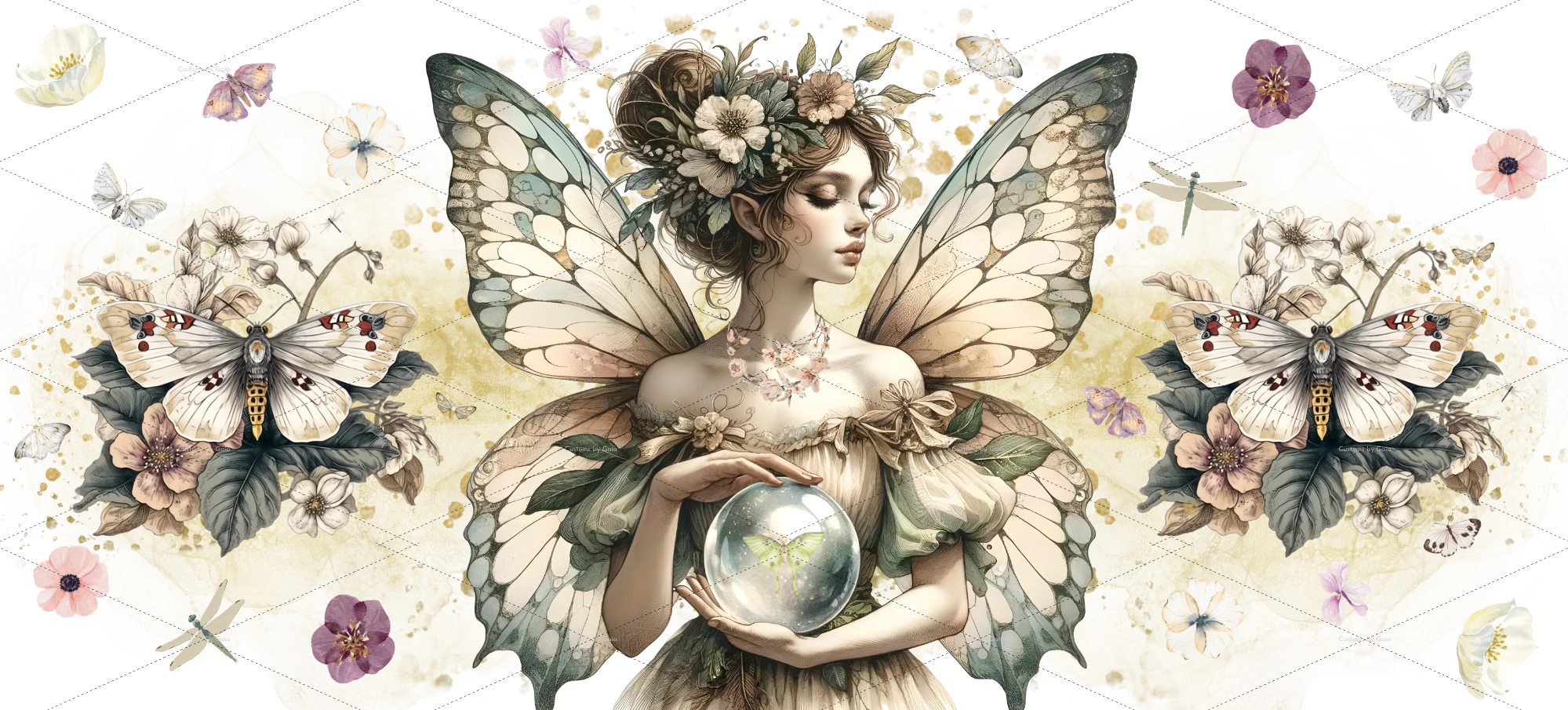 Flutter & Bloom – Pastel Watercolor Fairy Design UV DTF WRAP DESIGN